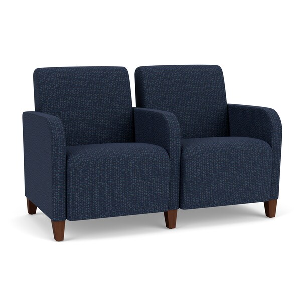 Lesro Siena Lounge Reception 2 Seat Tandem Seating, Walnut, RF Blueberry Upholstery SN2103 - main